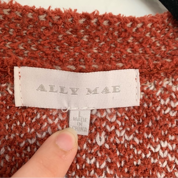 Ally Mae Southwestern Tribal Western Aztec Rust Open Front Cardigan Boho Summer - Picture 4 of 10